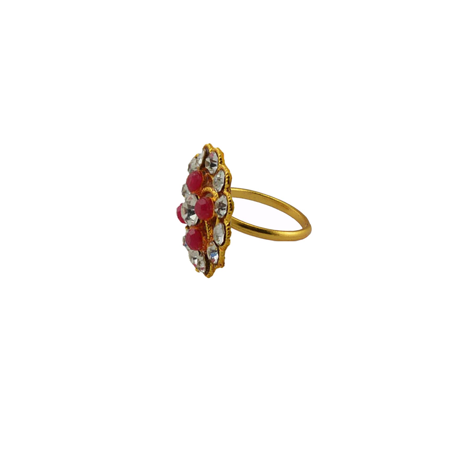 Solid Stone Stud Ring in Brass